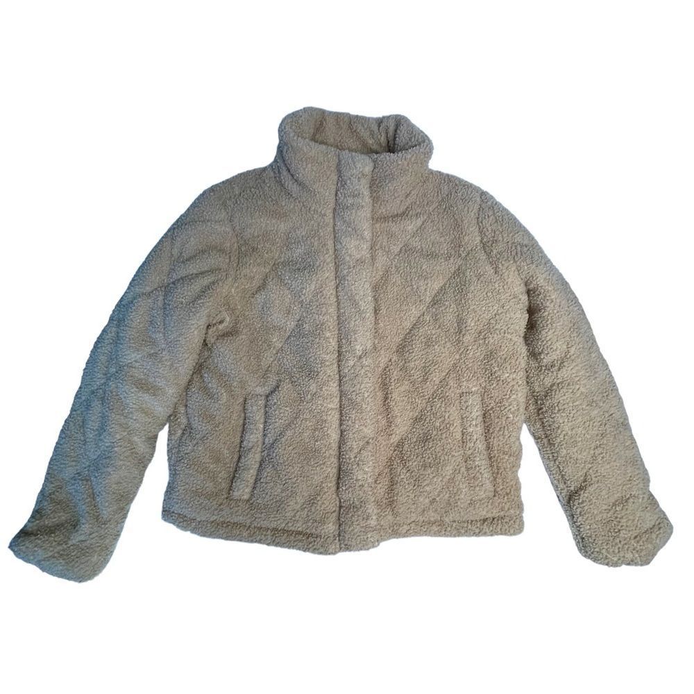 Angel Kiss Quilted Teddy Coat Tan Brown Size S